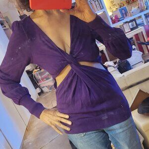 Arden B Sexy Cut-Out Purple Sweater